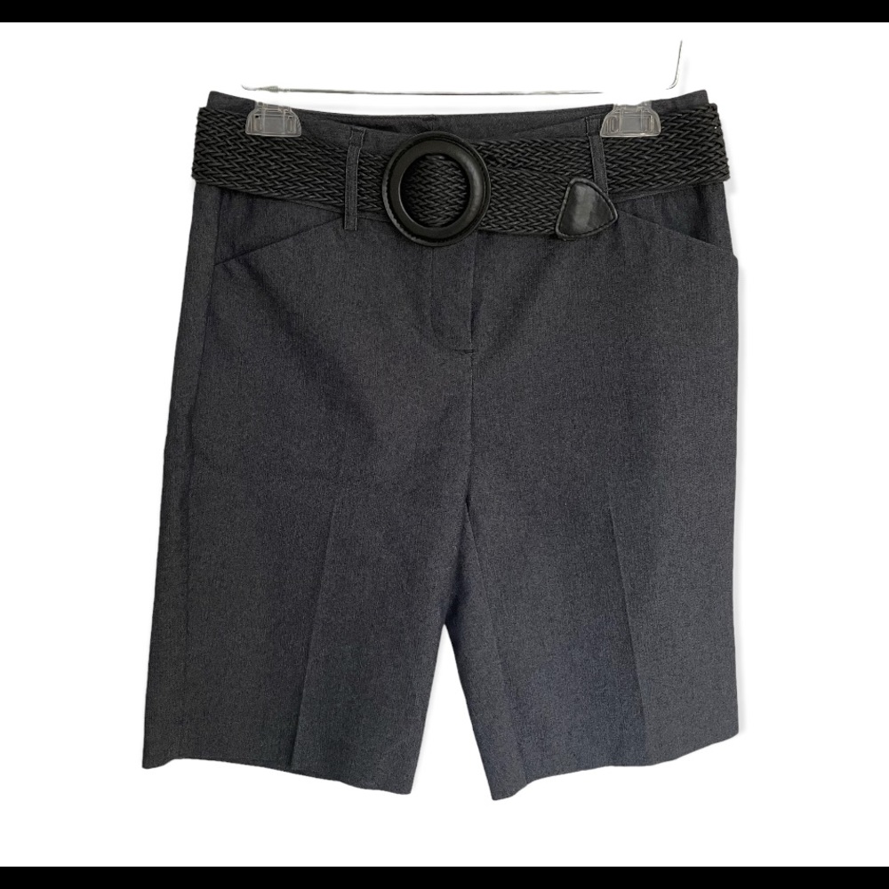 Dana Buchman Bermuda Shorts with Woven Belt Charcoal Gray SZ 6